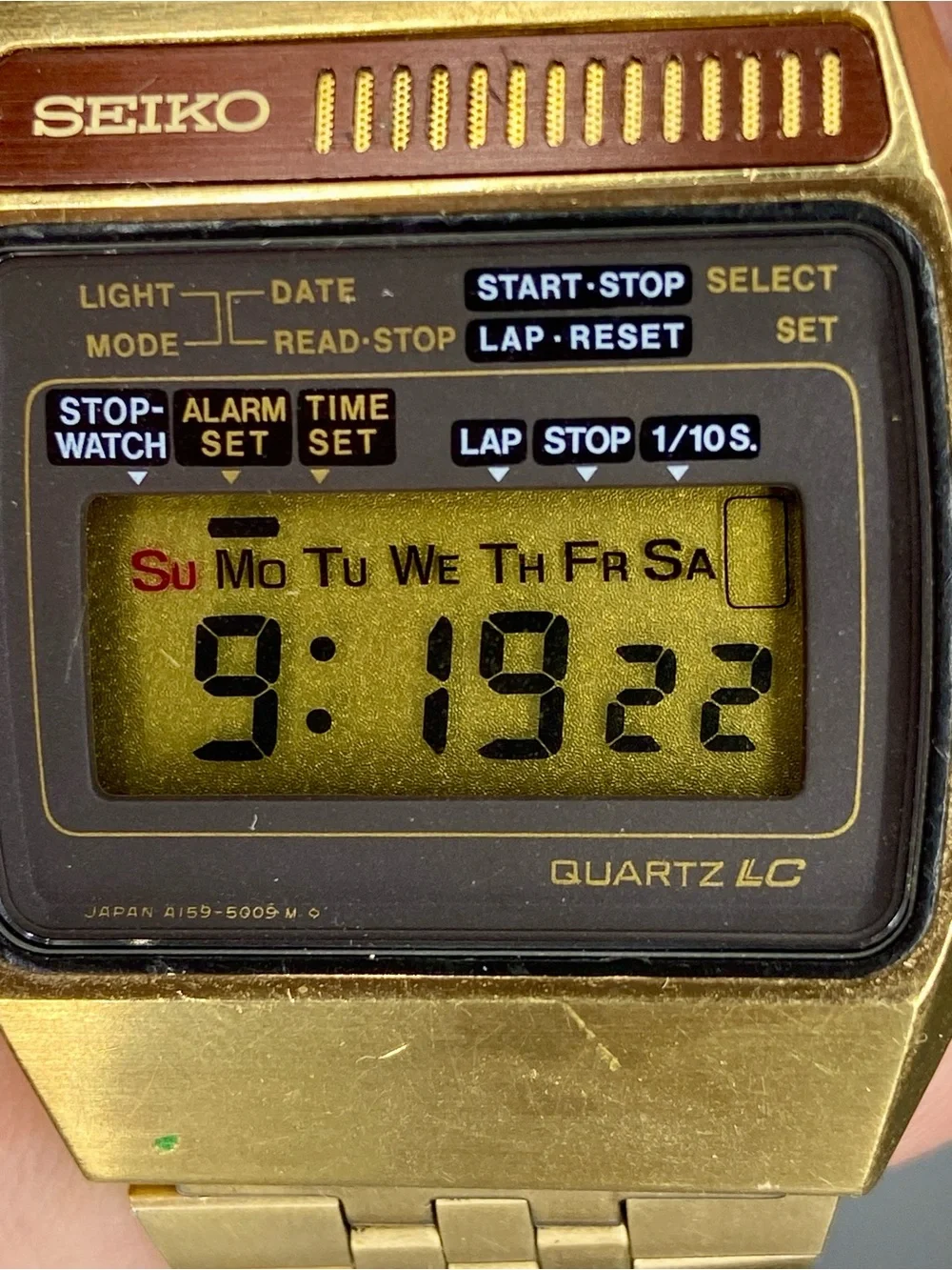 Seiko Vintage Digital Chronograph Watch Gold 1970’s Japan A159-5009G
